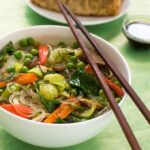 Asian Noodle Bowl with bean thread noodles and vegetables