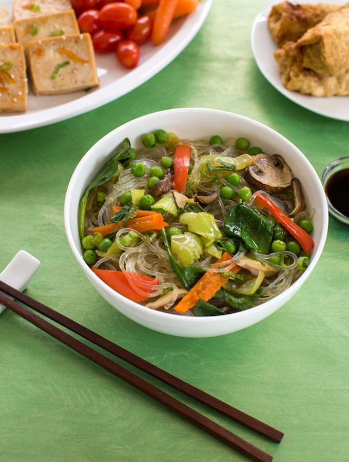 Quick Asian Noodle Bowls with Colorful Vegetables