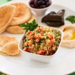 Quinoa tabbouli and mezze platter