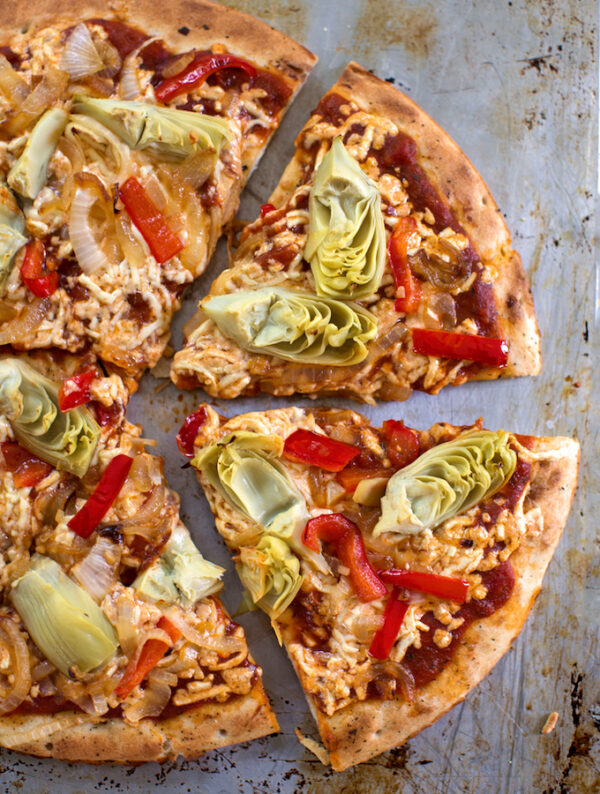 Vegan Artichoke Pizza with Red Bell Peppers The Vegan Atlas