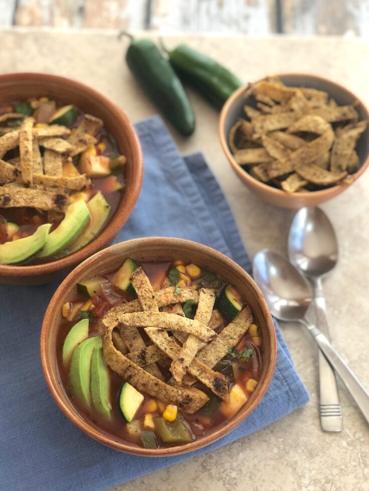 Tortilla Soup with Squash and Corn