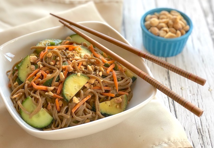 Peanut satay noodles with cucumber