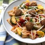 Pasta Primavera with vegan meatballs1