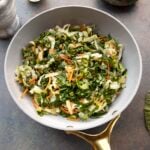 Collard greens with cabbage in skillet