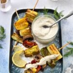 Dreamy tahini dill dip with roasted vegetables