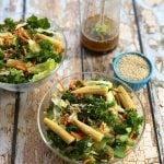 Kale and cabbage salad with sesame-ginger dressing