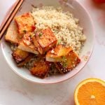 Orange-glazed tofu