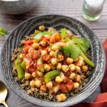 Spanish garbanzo stew on quinoa