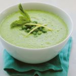 Spring green pea and mint soup