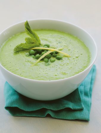 Spring green pea and mint soup