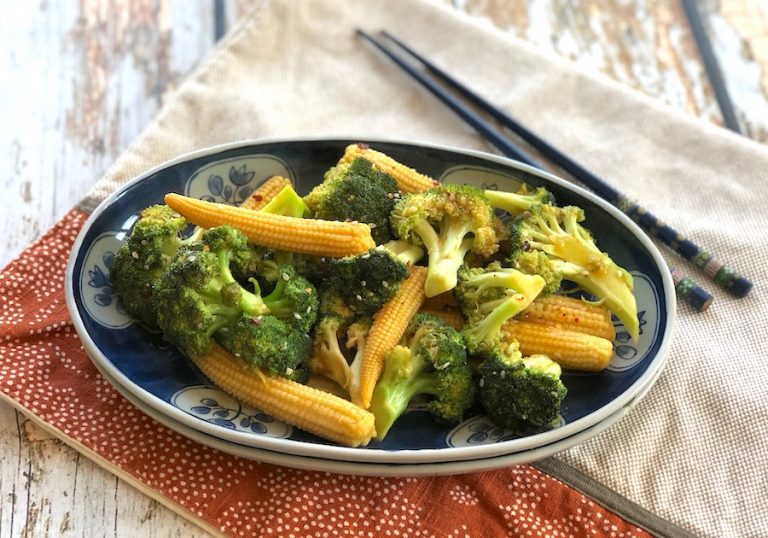 OrangeFlavored StirFried Broccoli and Baby Corn