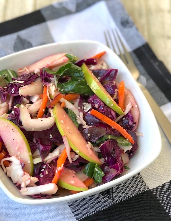 Crunchy And Colorful Cabbage And Apple Slaw The Vegan Atlas