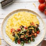 Grits with greens and vegan bacon1