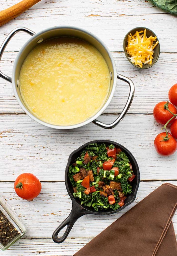 Vegan Cheese Grits with Greens and PlantBased Bacon The Vegan Atlas