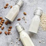 plant-based milks - oat, almond, and soy