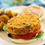 Red lentil and quinoa burgers
