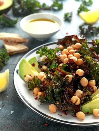 Kale Salad with Chickpeas, Avocado - Lemony vinaigrette