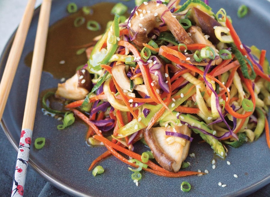 Raw Vegetable Zucchini Noodle "Stir-Fry"