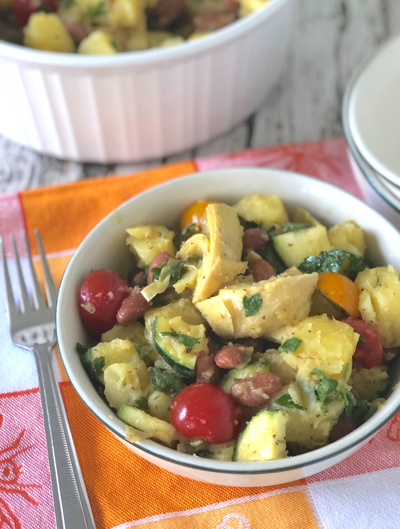 Potato, Red Bean, & artichoke salad