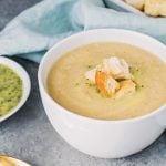 Roasted Cauliflower Soup with Parsley Lemon Pesto from Frugal Vegan1