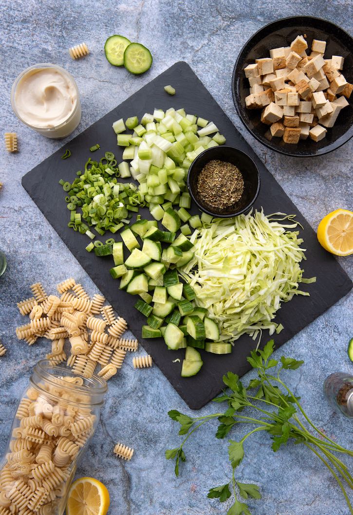 Vegan Pasta Tuna Salad ingredients