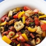 Black Bean Salad with tomatoes and croutons