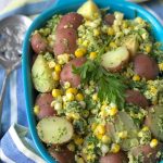 Corn and Potatoes with parsley pesto