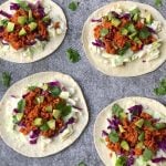 Coleslaw and plant protein tacos