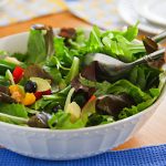 Mixed greens salad with avocado and blueberries