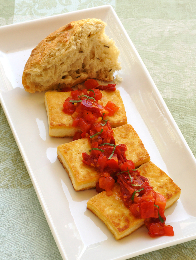 Mediterranean Flavored Tofu with Tomato and Basil Sauce