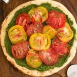 Vegan Pesto Pizza with fresh tomatoes
