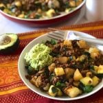 Skillet Tempeh Hash with potatoes and zucchini