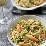 Vegan shrimp scampi made with Sophie's Kitchen plant-based shrimp