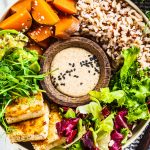 Buddha Bowl With Tofu, avocado, and vegetables