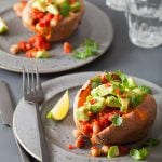 Chili-stuffed sweet potatoes - vegan