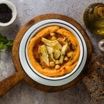 Sweet potato hummus with artichokes