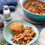 Vegan bacon baked beans