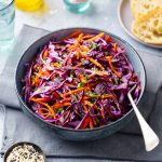 Sesame-ginger Red cabbage and carrot slaw