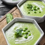 Vegan coconut green pea soup