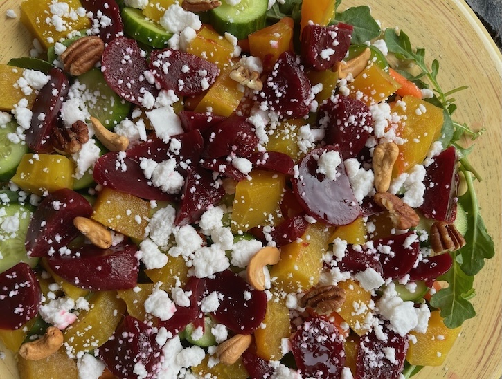 Beet and Feta Salad with balsamic vinaigrette