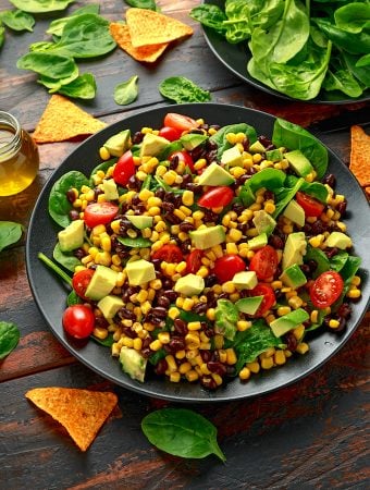 Black bean and corn salad with avocado and tomatoes