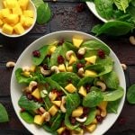 Spinach and Mango Salad With Cranberries and Cashews