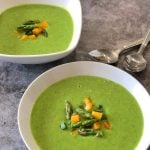 Vegan Cream of Asparagus Soup (with peas and greens)