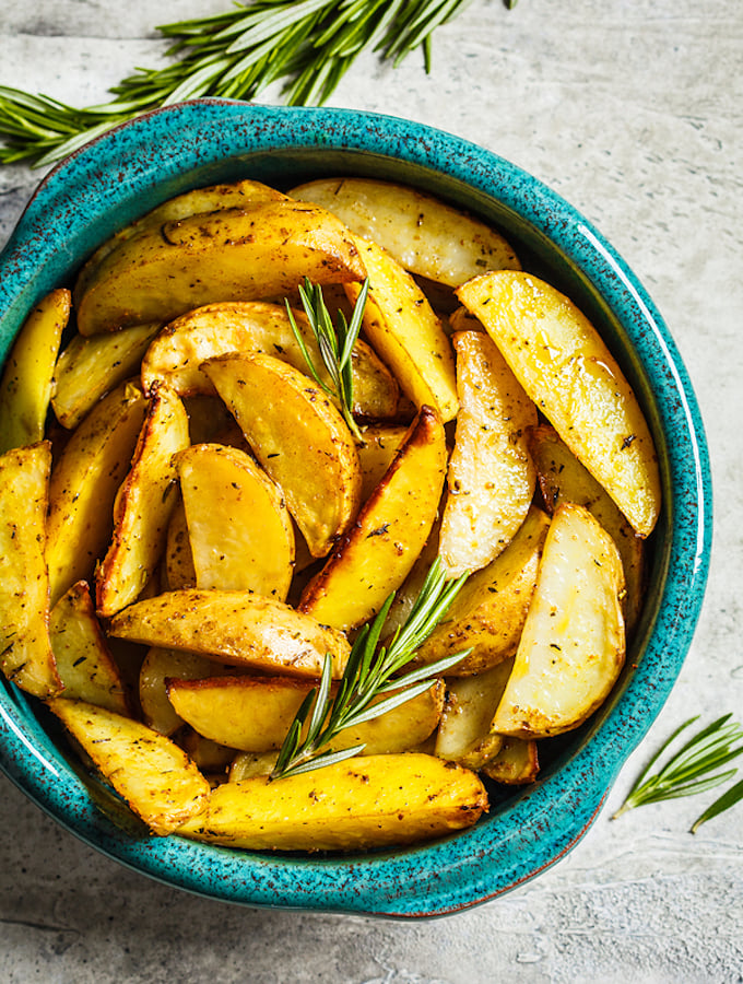 Lemony Rosemary Roasted Golden Potatoes - The Vegan Atlas