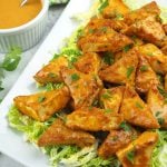Peanut satay golden tofu triangles