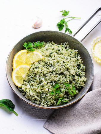 Lemony Spinach Rice with Fresh Herbs