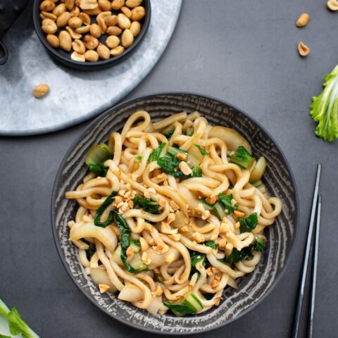 Hoisin-Ginger Udon Noodles with Bok Choy - The Vegan Atlas