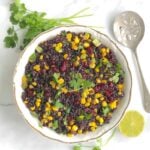 Black rice with corn and cranberries