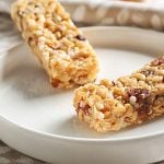 vegan no-bake crispy rice bars with seeds and dried fruit