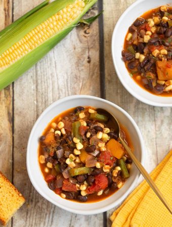 Vegan Fall Harvest Stew - Three Sisters - corn, beans, & squash